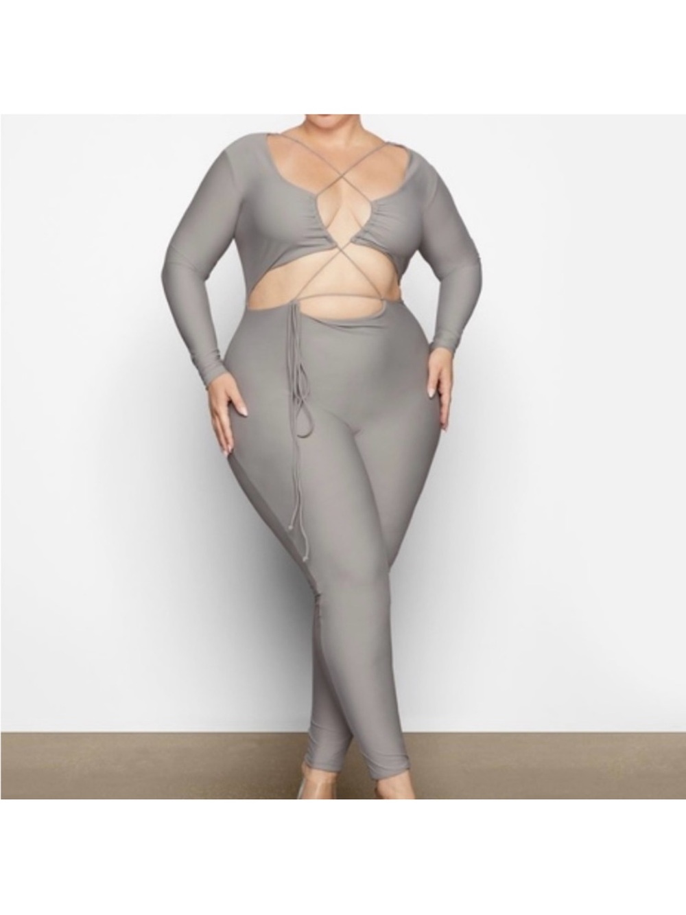 SKIMS (RARE) Size Gray Cutout Tie-Front Jumpsuit